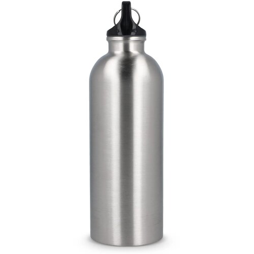 Gerecycled RVS Enkelwandige fles met Karabijnhaak 500ml zilver
