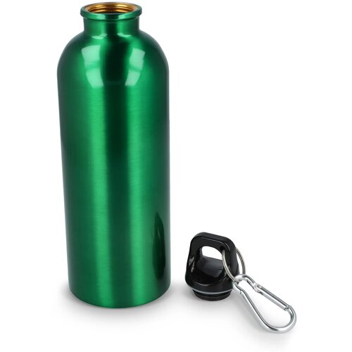 Gerecycled RVS Enkelwandige fles met Karabijnhaak 500ml lichtgroen