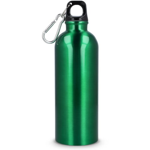 Gerecycled RVS Enkelwandige fles met Karabijnhaak 500ml lichtgroen