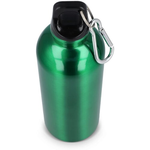 Gerecycled RVS Enkelwandige fles met Karabijnhaak 500ml lichtgroen
