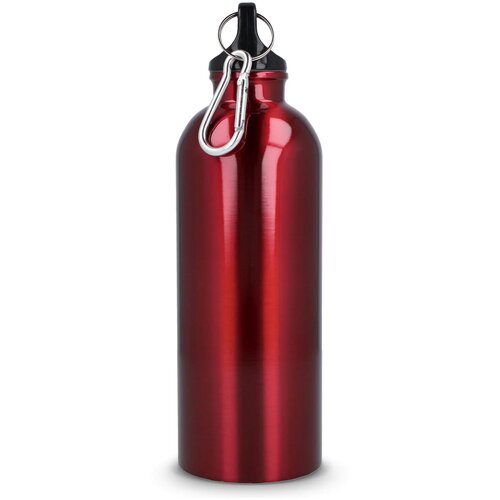 Gerecycled RVS Enkelwandige fles met Karabijnhaak 500ml rood