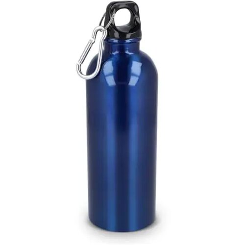 Gerecycled RVS Enkelwandige fles met Karabijnhaak 500ml blauw