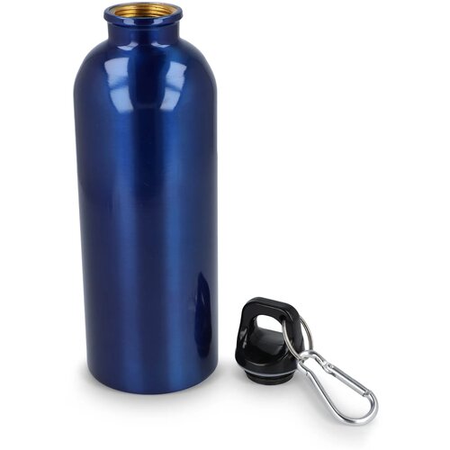 Gerecycled RVS Enkelwandige fles met Karabijnhaak 500ml blauw