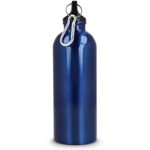 Gerecycled RVS Enkelwandige fles met Karabijnhaak 500ml blauw