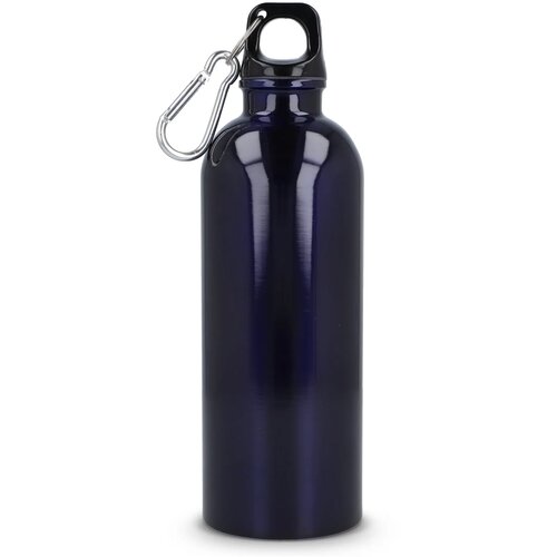 Gerecycled RVS Enkelwandige fles met Karabijnhaak 500ml donkerblauw
