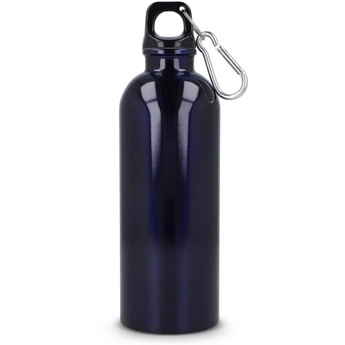Gerecycled RVS Enkelwandige fles met Karabijnhaak 500ml donkerblauw