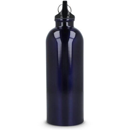 Gerecycled RVS Enkelwandige fles met Karabijnhaak 500ml donkerblauw