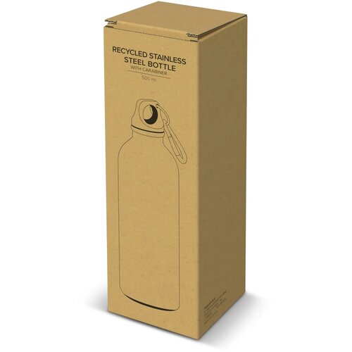 Gerecycled RVS Enkelwandige fles met Karabijnhaak 500ml donkerblauw