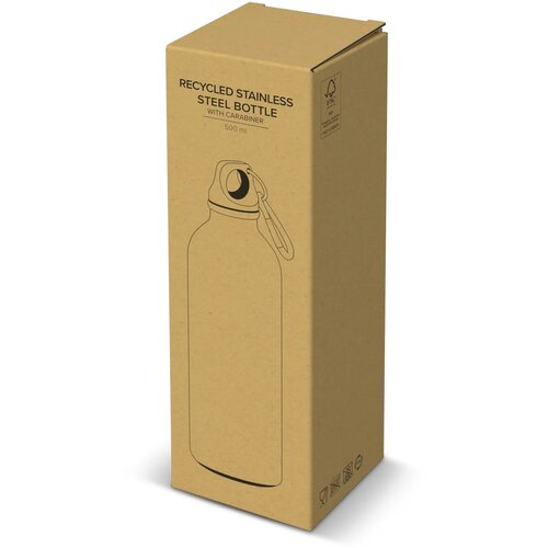 Gerecycled RVS Enkelwandige fles met Karabijnhaak 500ml donkerblauw