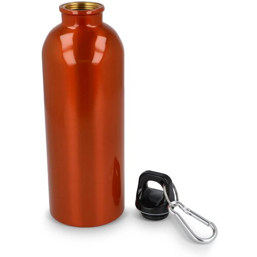 Gerecycled RVS Enkelwandige fles met Karabijnhaak 500ml oranje