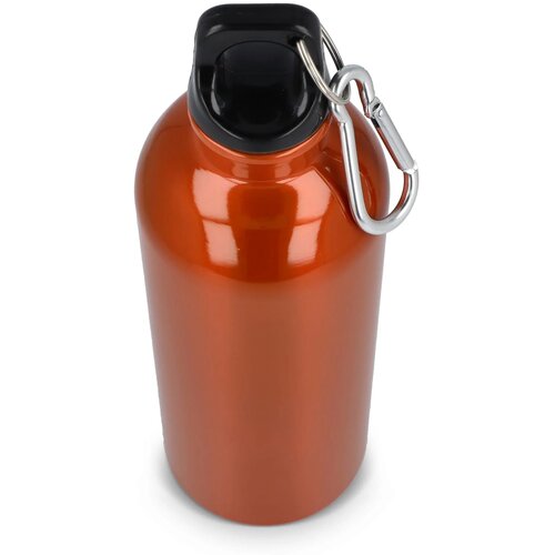 Gerecycled RVS Enkelwandige fles met Karabijnhaak 500ml oranje