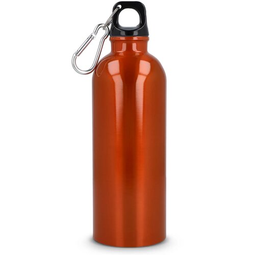 Gerecycled RVS Enkelwandige fles met Karabijnhaak 500ml oranje