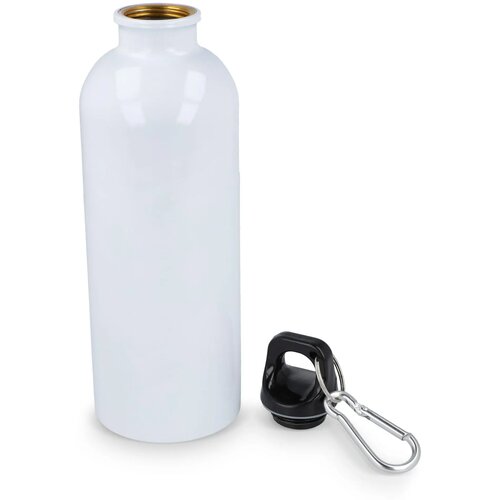 Gerecycled RVS Enkelwandige fles met Karabijnhaak 500ml wit