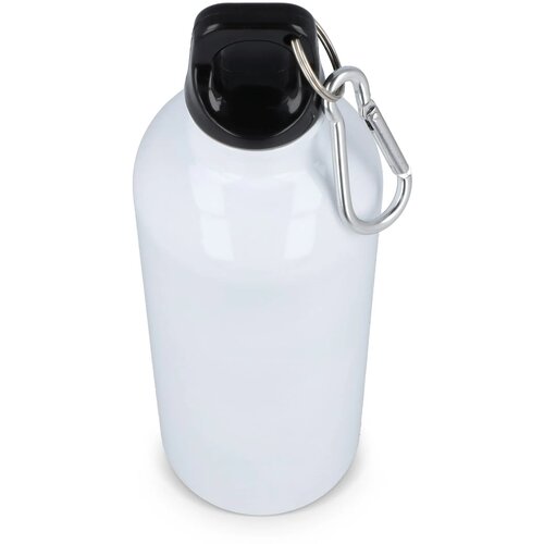Gerecycled RVS Enkelwandige fles met Karabijnhaak 500ml wit