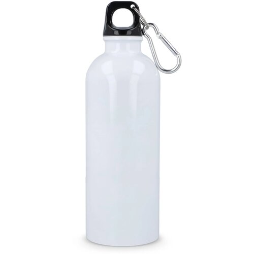Gerecycled RVS Enkelwandige fles met Karabijnhaak 500ml wit