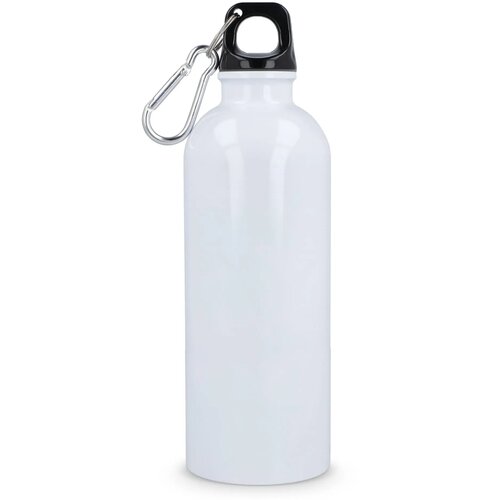 Gerecycled RVS Enkelwandige fles met Karabijnhaak 500ml wit