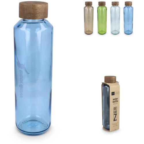 InSideOut Gerecyclede glazen Waterfles ReuuZ met houten dop 650 ml