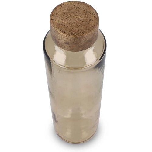 InSideOut Gerecyclede glazen Waterfles ReuuZ met houten dop 650 ml transparant / bruin