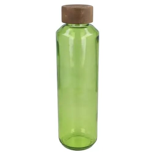 InSideOut Gerecyclede glazen Waterfles ReuuZ met houten dop 650 ml transparant / lichtgroen