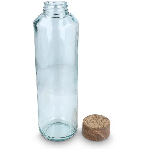 InSideOut Gerecyclede glazen Waterfles ReuuZ met houten dop 650 ml transparant
