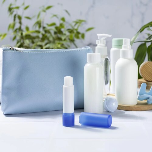 Klassieke lippenbalsemstick gerecycled materiaal ecru / blauw