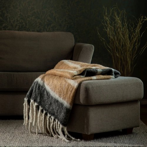 Kosta Linnewäfveri Wollen Plaid Streep beige