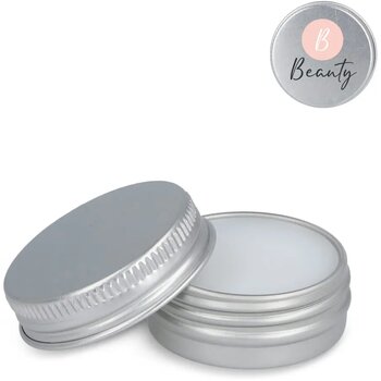 Lipbalm rond gerecycled aluminium blikje zilver