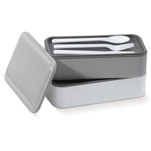 Lunchbox Bento met bestek 1250ml grijs / wit