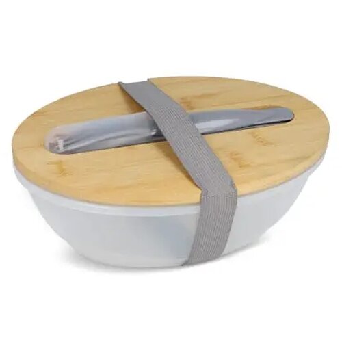 Lunchbox R-PP &amp; bamboe met bestek - 1L grijs