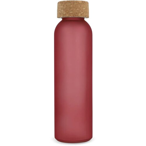 Matglazen gerecycled fles met kurken dop 500ml ecru / rood