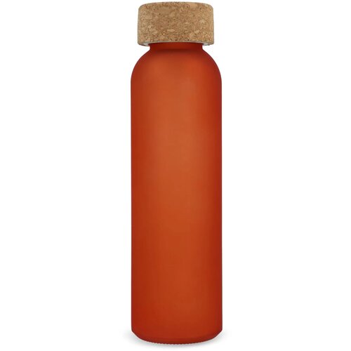 Matglazen gerecycled fles met kurken dop 500ml ecru / oranje