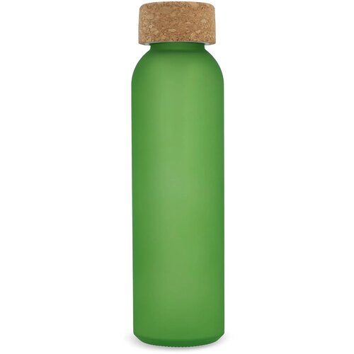 Matglazen gerecycled fles met kurken dop 500ml ecru / lichtgroen