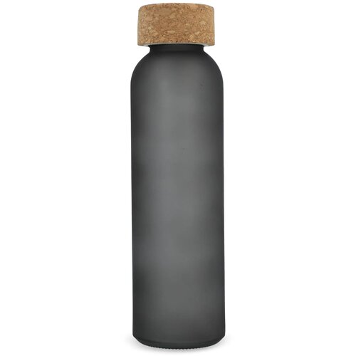Matglazen gerecycled fles met kurken dop 500ml ecru / zwart