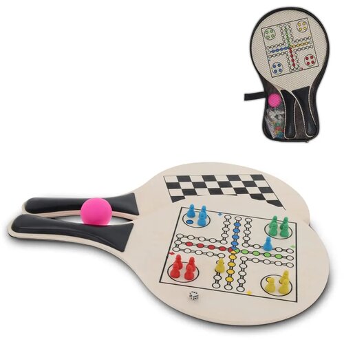 MDF strand tennis set met gezelsschapsspellen