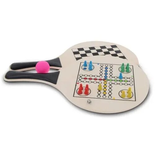 MDF strand tennis set met gezelsschapsspellen zwart