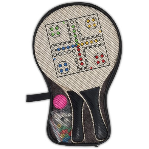 MDF strand tennis set met gezelsschapsspellen zwart