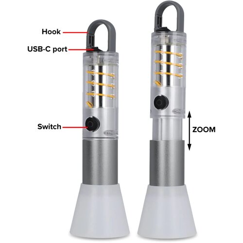 Multifunctionele zaklamp van gerecycled materiaal zilver