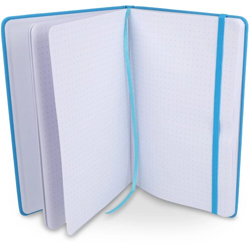 Notitieboek A5 PU met puntraster pagina's lichtblauw