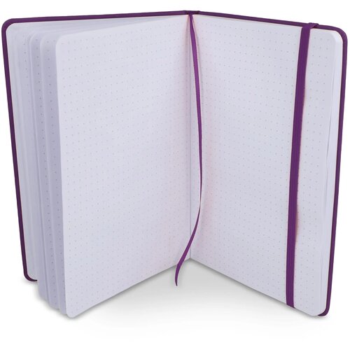 Notitieboek A5 PU met puntraster pagina's paars