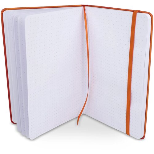 Notitieboek A5 PU met puntraster pagina's oranje