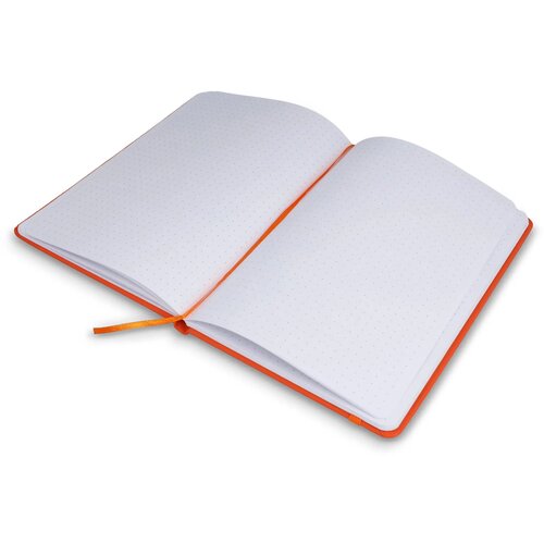 Notitieboek A5 PU met puntraster pagina's oranje