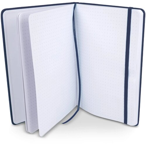 Notitieboek A5 PU met puntraster pagina's donkerblauw