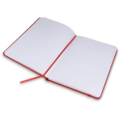 Notitieboek A5 PU met puntraster pagina's rood