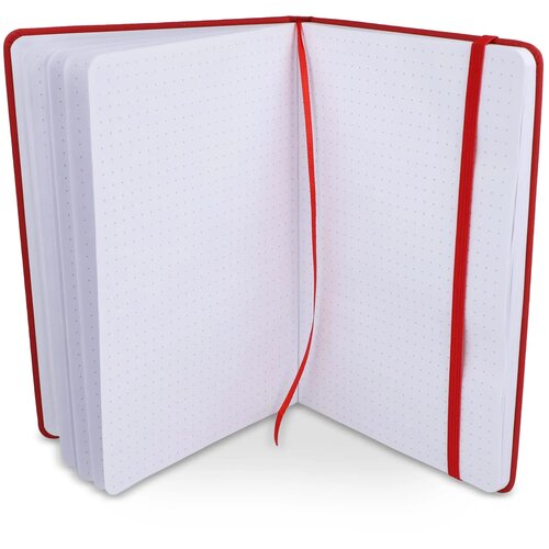 Notitieboek A5 PU met puntraster pagina's rood