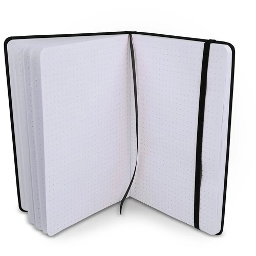 Notitieboek A5 PU met puntraster pagina's zwart
