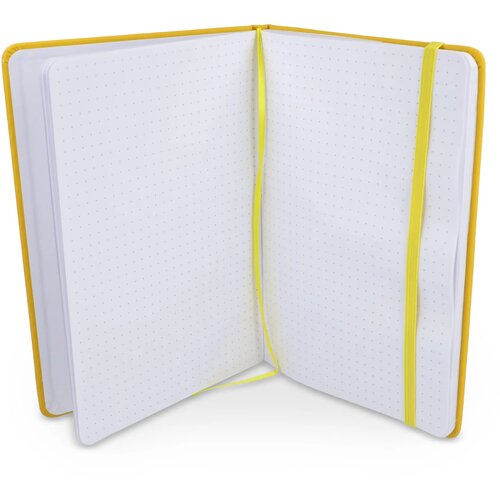 Notitieboek A5 PU met puntraster pagina's geel