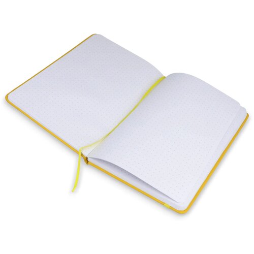 Notitieboek A5 PU met puntraster pagina's geel