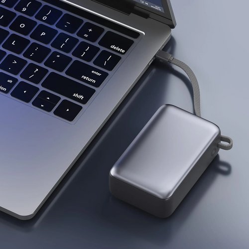 Nova Laptop 65W Powerbank met ingebouwde USB-C kabel 30000 mAh donker grijs