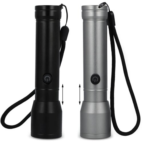 Oplaadbare IPX4-zaklamp van gerecycled aluminium zilver