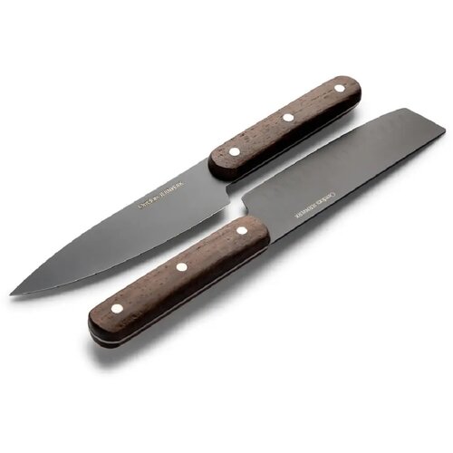 Orrefors Jernverk set van 2 messen, zwart & hout